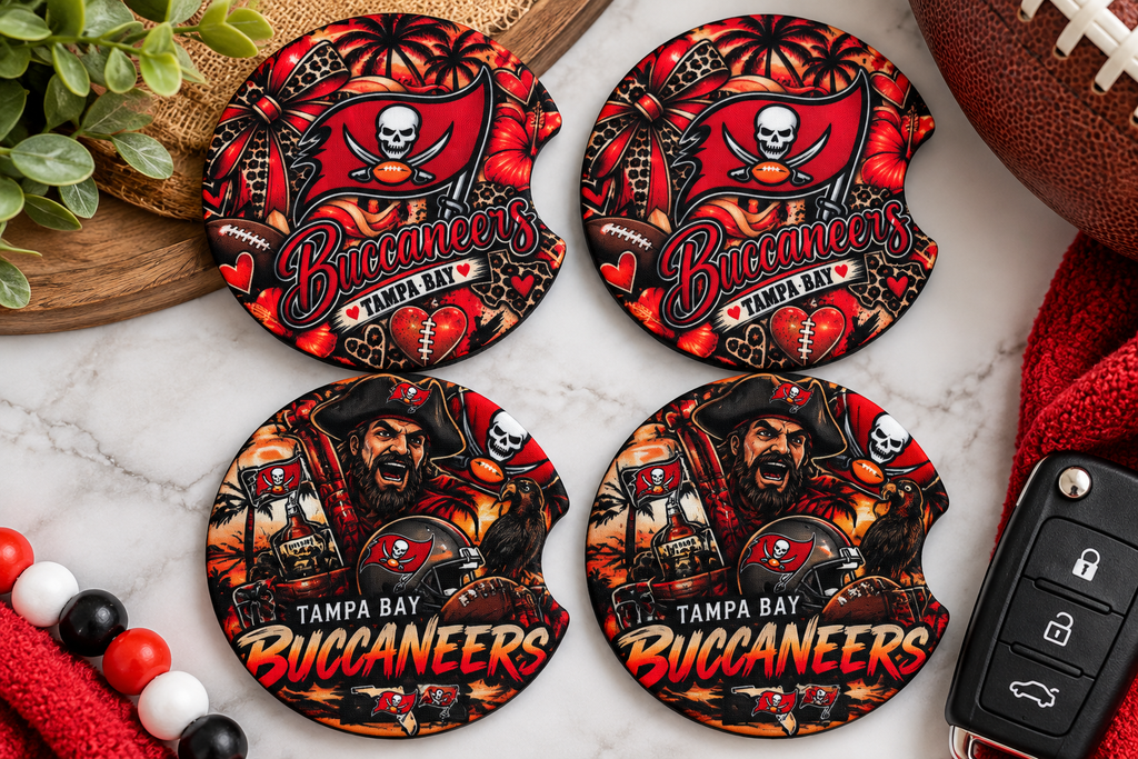 Buccaneers-Inspired Car Coaster Set