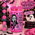 Halloween 16 oz Glass Cups with Rhinestone Lid