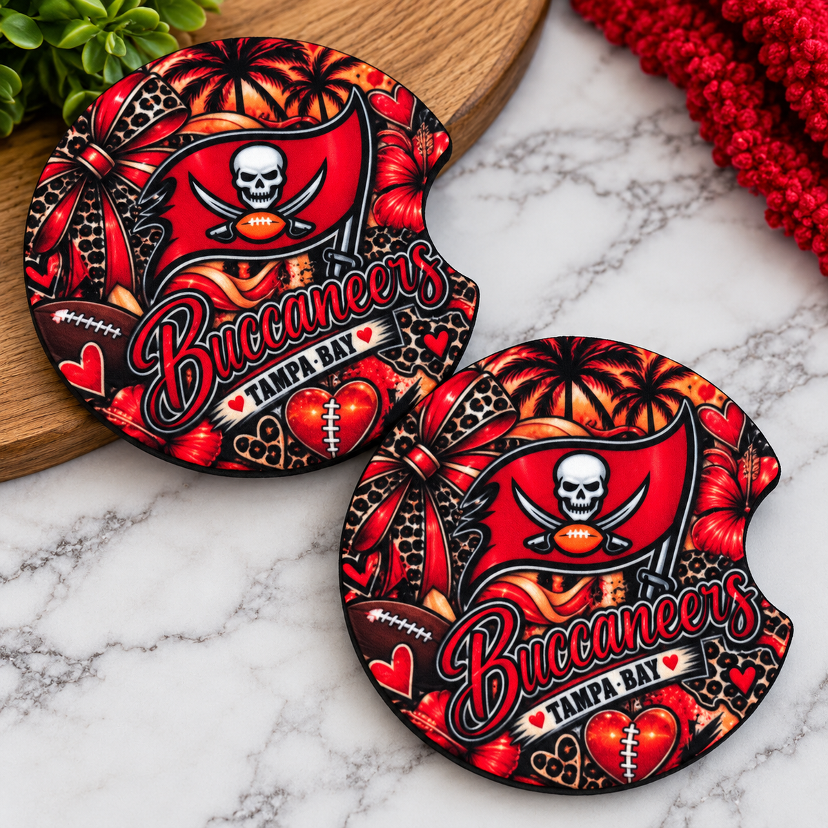 Buccaneers-Inspired Car Coaster Set