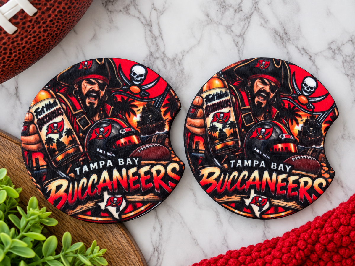 Buccaneers-Inspired Car Coaster Set