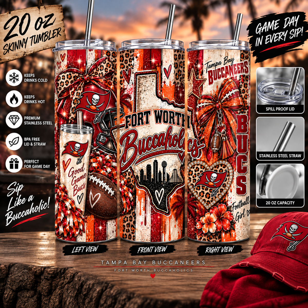 Buccaholics 20 oz Skinny Tumbler